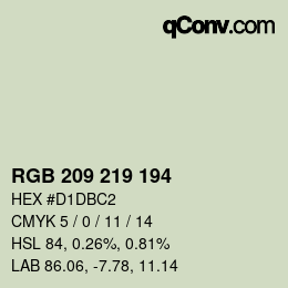 Color code: RGB 209 219 194 | qconv.com