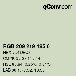 カラーコード: RGB 209 219 195.6 | qconv.com