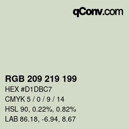 カラーコード: RGB 209 219 199 | qconv.com
