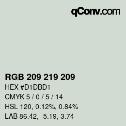 カラーコード: RGB 209 219 209 | qconv.com