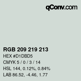Farbcode: RGB 209 219 213 | qconv.com