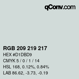 Color code: RGB 209 219 217 | qconv.com