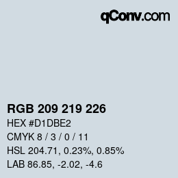颜色代码: RGB 209 219 226 | qconv.com