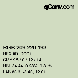 カラーコード: RGB 209 220 193 | qconv.com