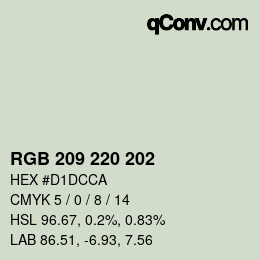 Color code: RGB 209 220 202 | qconv.com