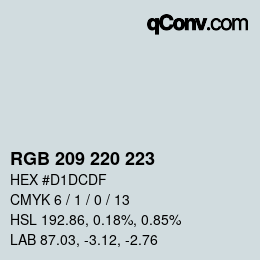 カラーコード: RGB 209 220 223 | qconv.com