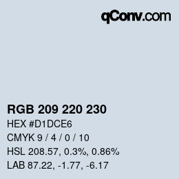 カラーコード: RGB 209 220 230 | qconv.com