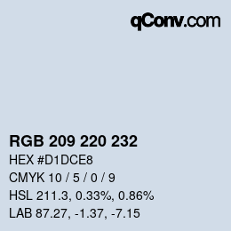 颜色代码: RGB 209 220 232 | qconv.com