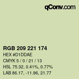カラーコード: RGB 209 221 174 | qconv.com