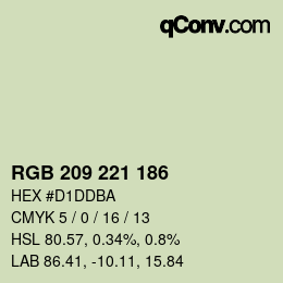 カラーコード: RGB 209 221 186 | qconv.com
