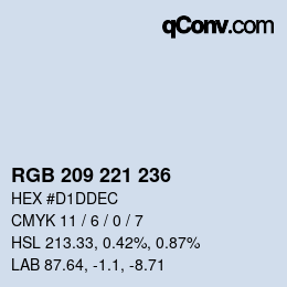 Color code: RGB 209 221 236 | qconv.com
