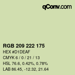 Color code: RGB 209 222 175 | qconv.com