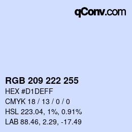 Color code: RGB 209 222 255 | qconv.com