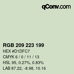 Color code: RGB 209 223 199 | qconv.com