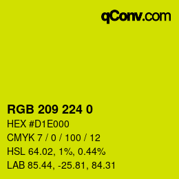 カラーコード: RGB 209 224 0 | qconv.com