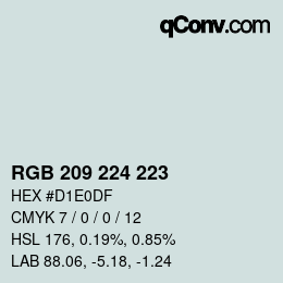 Color code: RGB 209 224 223 | qconv.com