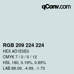 カラーコード: RGB 209 224 224 | qconv.com