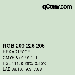 Color code: RGB 209 226 206 | qconv.com
