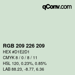 Color code: RGB 209 226 209 | qconv.com