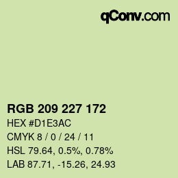 カラーコード: RGB 209 227 172 | qconv.com