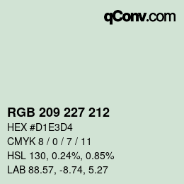 Color code: RGB 209 227 212 | qconv.com