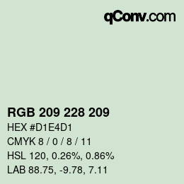 Color code: RGB 209 228 209 | qconv.com