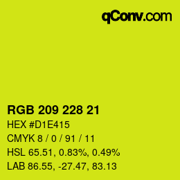 カラーコード: RGB 209 228 21 | qconv.com