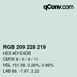 Color code: RGB 209 228 219 | qconv.com