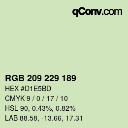 Color code: RGB 209 229 189 | qconv.com