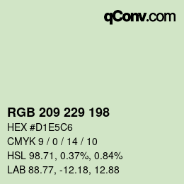 Color code: RGB 209 229 198 | qconv.com