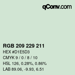 Color code: RGB 209 229 211 | qconv.com