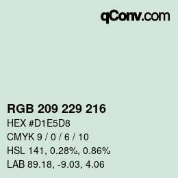 カラーコード: RGB 209 229 216 | qconv.com