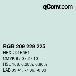 カラーコード: RGB 209 229 225 | qconv.com