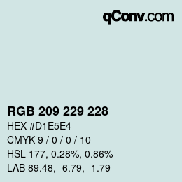 カラーコード: RGB 209 229 228 | qconv.com