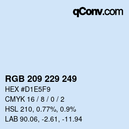 Color code: RGB 209 229 249 | qconv.com
