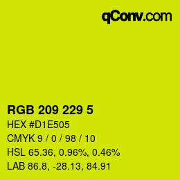 Color code: RGB 209 229 5 | qconv.com