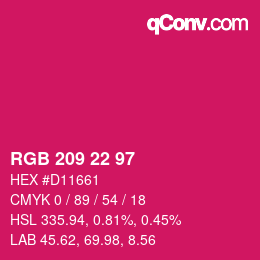 Color code: RGB 209 22 97 | qconv.com