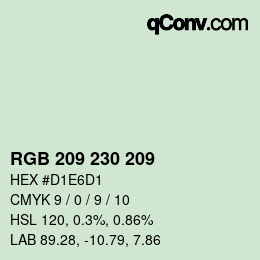 Color code: RGB 209 230 209 | qconv.com
