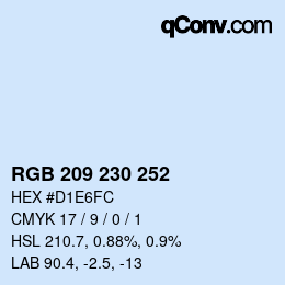 颜色代码: RGB 209 230 252 | qconv.com