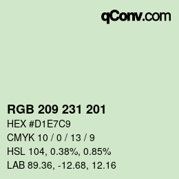 Color code: RGB 209 231 201 | qconv.com