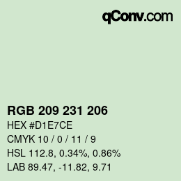カラーコード: RGB 209 231 206 | qconv.com