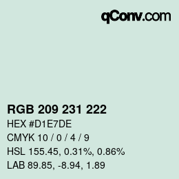 Color code: RGB 209 231 222 | qconv.com