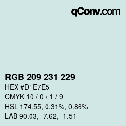 颜色代码: RGB 209 231 229 | qconv.com
