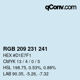 颜色代码: RGB 209 231 241 | qconv.com