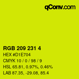 颜色代码: RGB 209 231 4 | qconv.com