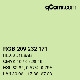 カラーコード: RGB 209 232 171 | qconv.com