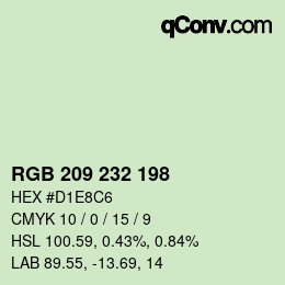 Color code: RGB 209 232 198 | qconv.com