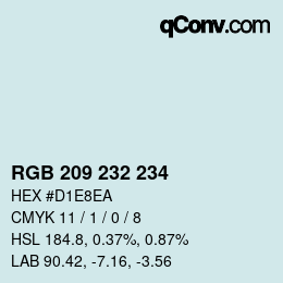 Farbcode: RGB 209 232 234 | qconv.com
