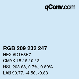 Farbcode: RGB 209 232 247 | qconv.com