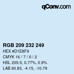 Farbcode: RGB 209 232 249 | qconv.com